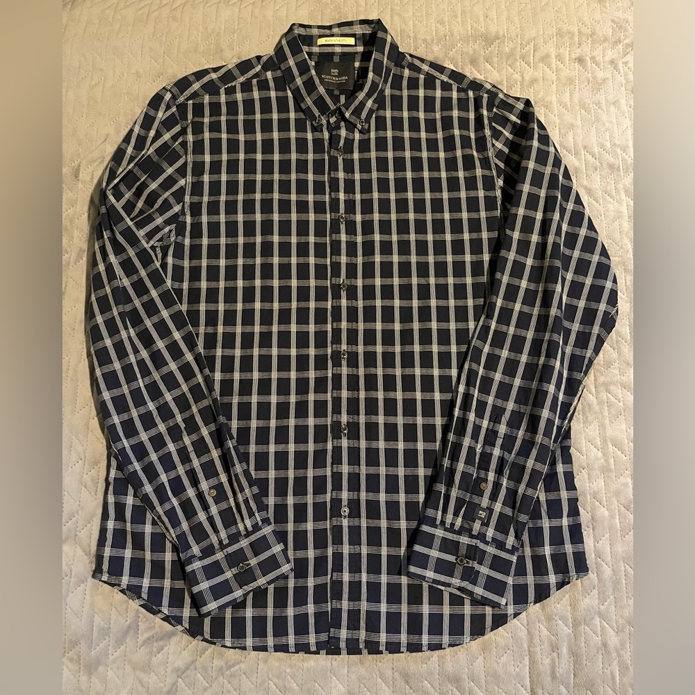 Scotch Soda l/s button down shirt mens size XL blue/white NWOT‎
